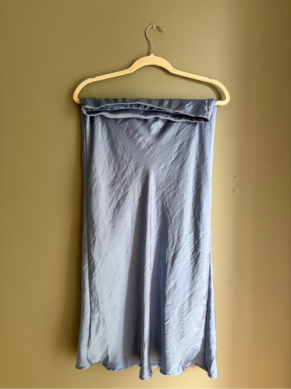 Light Blue Satin Midi Skirt - Sleek Women's Skirt